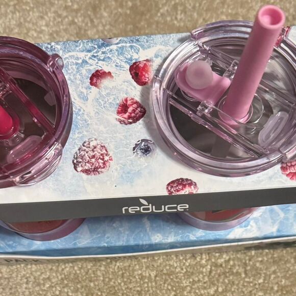 Reduce Coldee Mugs 14 oz with straws, Pink and Burgundy kids - Picture 2 of 7